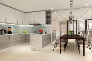 Guong ghep trang tri phong bep